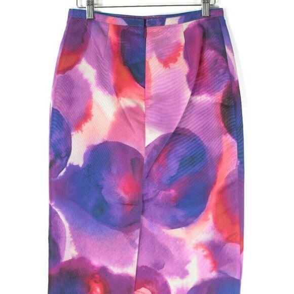 Burberry Porsum Womens 38 XS Pink Purple Red Pencil Skirt Floral Macro Runway B - Picture 4 of 5